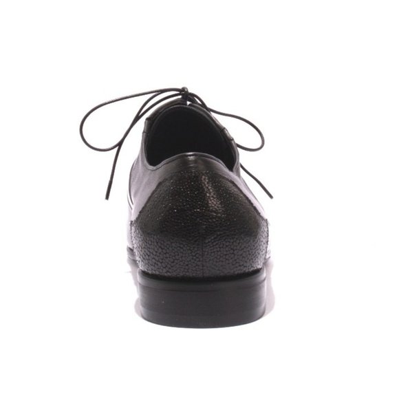 Italian VINICIO CAMERLENGO 8345 Black Leather Stamped Lace-Up Classic Shoe main image 5